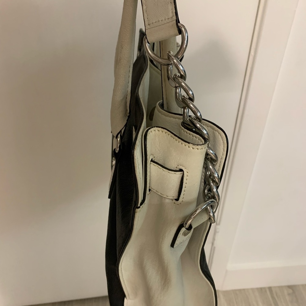 Black and white MK leather bag